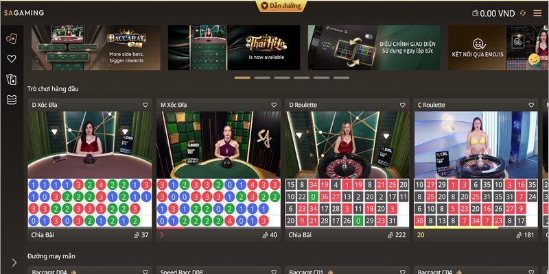 Các trò giải trí tại sảnh casino đều được cung cấp bởi nhiều nhà phát hành lớn
